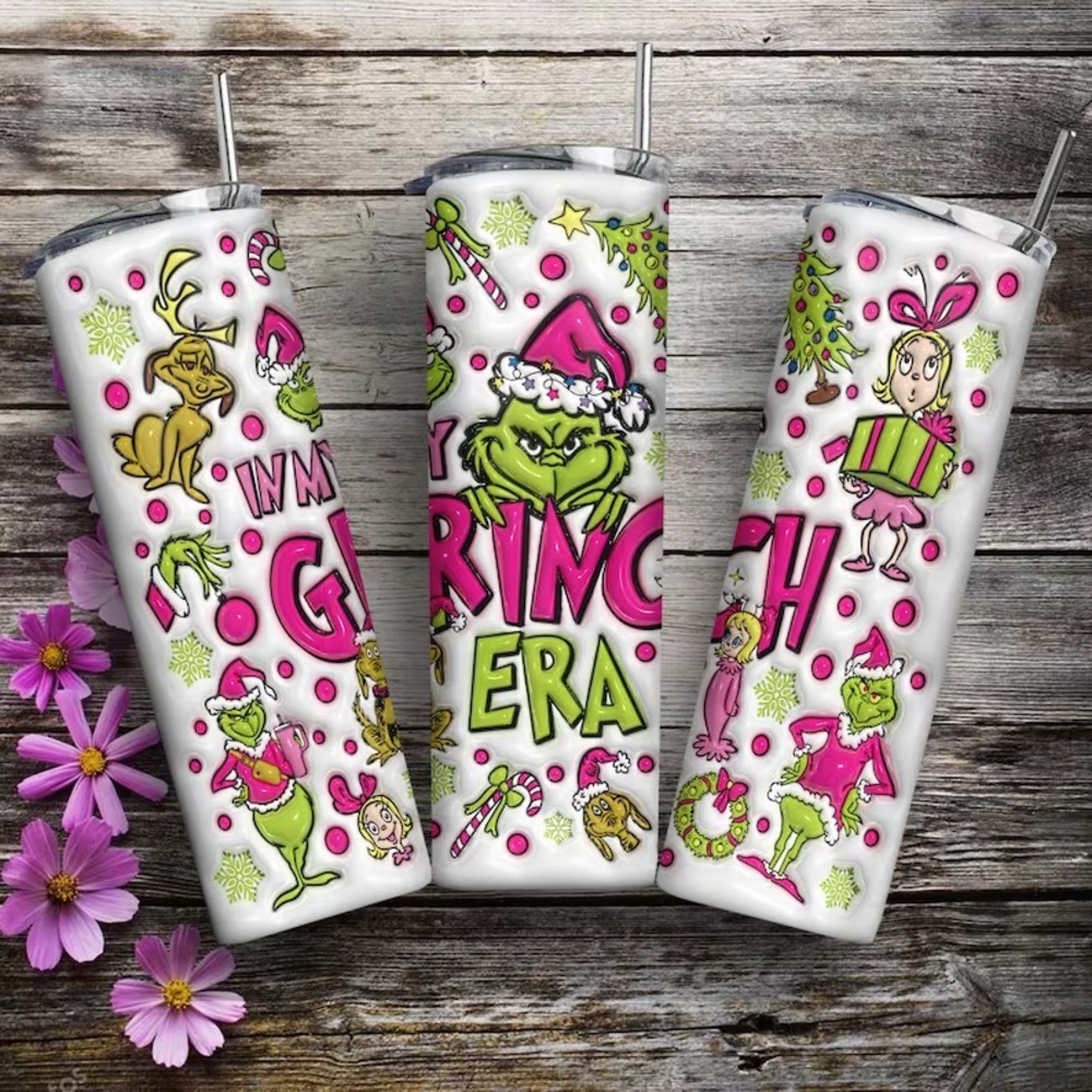 New 20oz grinch era tumbler pink Christmas